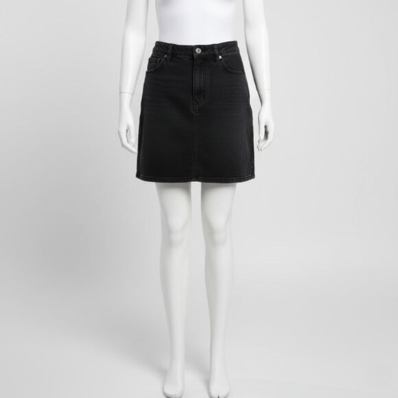 NWOT 1.State Denim Black Mini A-Line Paneled Skirt 28 - Picture 4 of 15